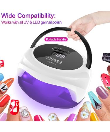 NAILGIRLS 150W UV LED Nail Lamp | Professional Salon Quality Gel Polish Dryer | 4 Timers, Auto Sensor, White - for Shop and Home Use - Buy Online on GoSupps.com