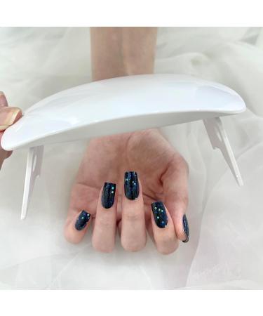 Semi Cured Gel Nails Strips 22 Stickers Nail Wraps Soft Self-Adhesive Gel Nail Stickers Salon-Quality Glitter Gel Nail Strips for Nails Manicure Require UV/LED Lamp (24-Starlight at Sea) - Buy Online on GoSupps.com