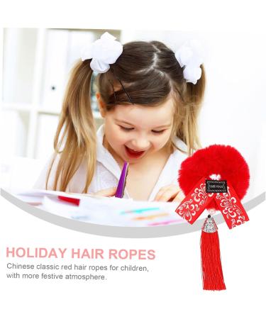 FRCOLOR 6 Pairs New Year Headdress Hair Scrunchies Elastic Hair Rope Red Ponytail Holder Hair Elastic Bracelet Ribbon Bands Kid Hair Ties Tassel Hair Rope Hair Ring Miss Zinc Alloy Girl - Buy Online on GoSupps.com