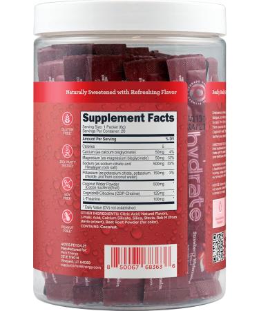 Perk Hydrate Electrolyte Stickpacks Strawberry Watermelon Flavored (20 Packets) - Coconut Water CDP-Choline L-Theanine Gluten-Free - Buy Online on GoSupps.com