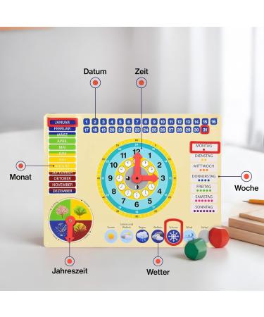 ewtshop Colorful Metal Learning Clock - Date Time & Seasons Educational Board - Buy Online on GoSupps.com