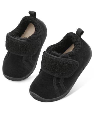 JOINFREE Baby Girl First Walking Shoes Anti-Slip Plush Baby Boys Slipper Shoes Cozy Toddlers Shoes 8.5/9 UK Child Black