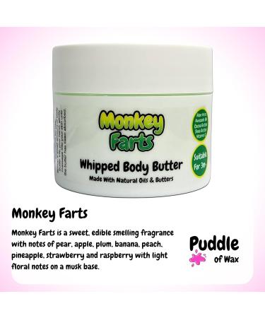 Monkey Farts Whipped Body Butter - 150g - Natural Oils and Butters - Fruity Scent - Vegan Friendly - Puddle of Wax - Made in the UK - Buy Online on GoSupps.com