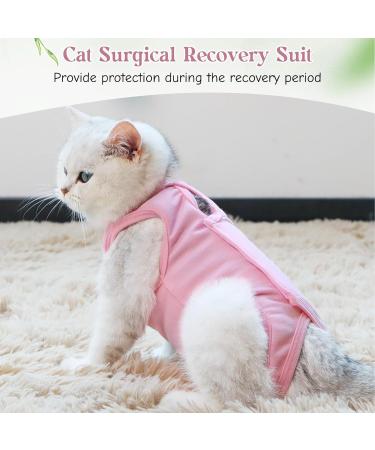 HACRAHO Cat Professional Recovery Suit 1 Pack Pink E-Collar Cat Wound Surgery Recovery Suit Soft Breathable Cat Recovery Clothes After Surgery Wear for Cats Kitten M M Pink - Buy Online on GoSupps.com