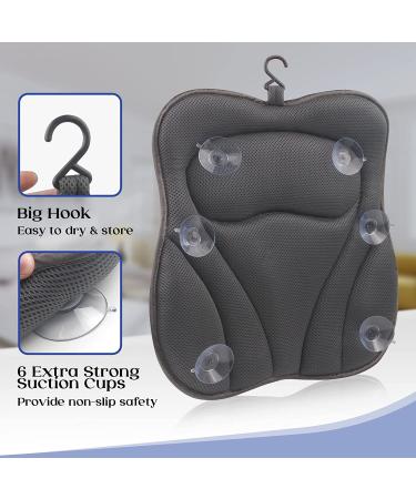 Luxurious Black Bath Pillow for Tub with Neck and Back Support | Soft 4D Pillow for Spa and Jacuzzi | Strong Suction Cups for Ultimate Relaxation - Buy Online on GoSupps.com