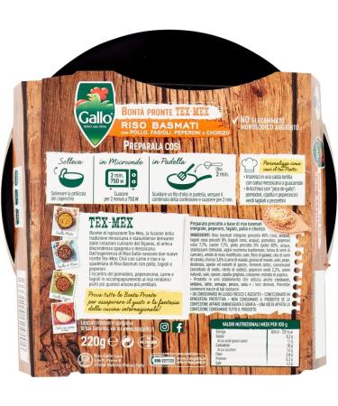  Italian Gourmet E.R. Gallo Bont Pronte Tex-Mex Riso Basmati Precooked Brown Basmati Rice Peppers Beans Chicken and Chorizo 220 g + Italian Gourmet Polpa di Pomodoro 400 g Pack of 8 - Buy Online on GoSupps.com