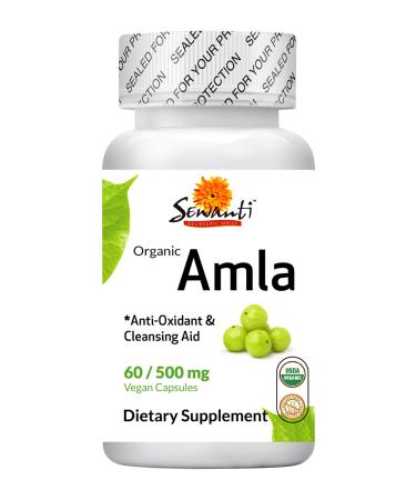 Sewanti Organic Amla Anti oxidant & Cleansing Aid 60 Vegan High Potency Extract Capsules 500mg