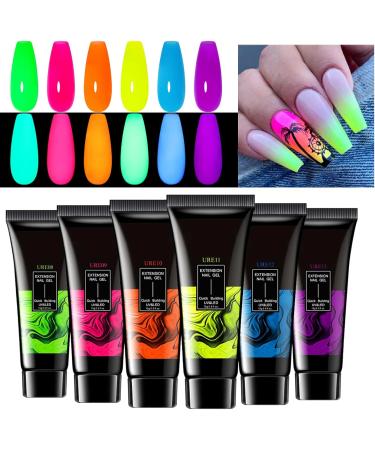 Kit de Gel Couleurs pour Ongles - Gel Prolongateur Ongles Luminescent - 6 Teintes Longue Tenue Extension Paillet es Manucure Femme Fille - Buy Online on GoSupps.com