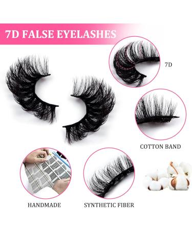 7D Faux Mink Russian Strip Lashes - 10 Pairs Reusable Natural Look | Wispy Fake Eyelashes for Makeup - Handmade Thick Soft Long Dramatic Volume - Buy Online on GoSupps.com