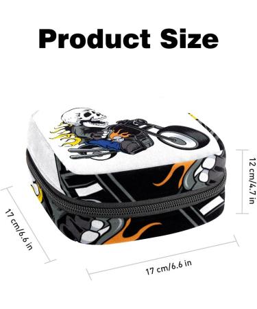 Skull Ride Motorcycle Sanitary Napkin Storage Bag | Portable Period & Tampon Holder for Women | Large Capacity Travel Makeup Bag - Multicoloured - Buy Online on GoSupps.com