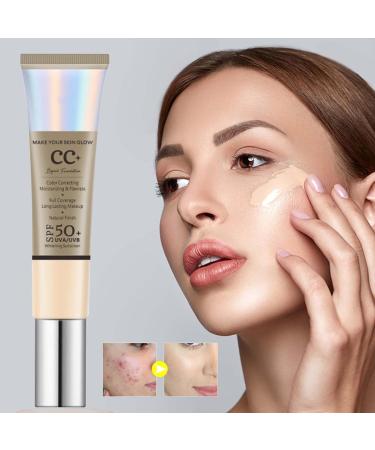 CC Cream Fluid Foundation Covering Blemishes Durable Makeup Nude Moisturizing CC Cream Concealer Anti-Dull and Anti-Redness Semi-Matte Finish CC Cream With Spf 50+ (1PC 30ml) - Buy Online on GoSupps.com