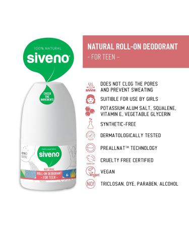 Siveno All Natural Deodorant Roll-On | Aluminum Free Deodorant for Women & Teen Girl | Organic Vegan | Fresh Non Staining Non Irritating | Non Toxic Paraben Free | Teen Girl Pack of 2 Girl 1.76 Fl Oz (Pack of 2) - Buy Online on GoSupps.com