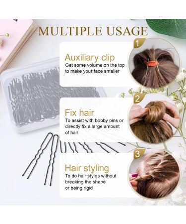 Zeberine 100Pcs Black U Shaped Hair Pins for Buns with Storage Box - 2.4 inch | Women's Bun Hair Pins - Buy Online on GoSupps.com