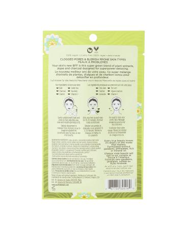 Pacifica Super Green Tea Detox Kale & Charcoal Facial Sheet Mask - Vegan & Cruelty Free - 0.67 Fl Oz - Buy Online on GoSupps.com