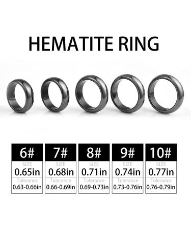 5Pcs Hematite Magnetic Plain Band Rings for Anxiety Balance | Genuine Hematite Rings for Women Men | Break Negative Energy - Assorted Sizes 6-10 - Buy Online on GoSupps.com