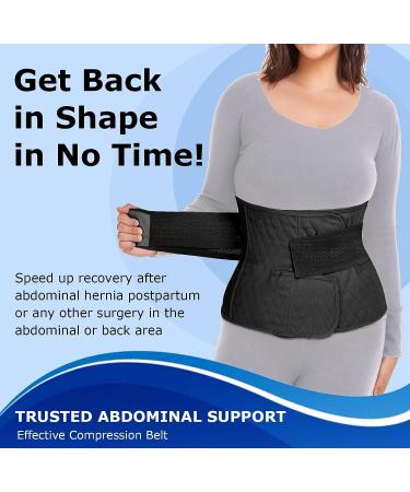 XXL Abdominal Binder Post Surgery & Postpartum Belly Band - Hernia Belt for Men & Women, Stomach Compression Wrap - C-Section, Natural Birth, Abdominal Injuries - Black (48-64) - Buy Online on GoSupps.com