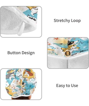 Super Hero Hedgehog Quick Dry Hair Cap Set | 2-Piece Absorbent Towel & Button Headband - Soft & Comfortable - Buy Online on GoSupps.com