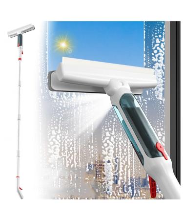 RRRYYYZZ 75'' Spray Window Squeegee with Extension Pole with 4-Section Extension Pole 4 in 1 Professional Window Cleaning Kit Window Cleaning Kit with Sewage Collector and 5 Pads