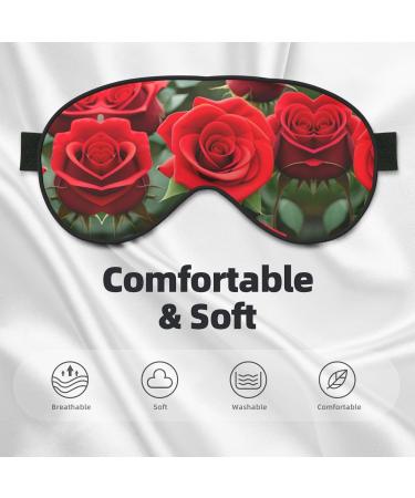 Red Rose Flowers Print Double-Sided Eye Mask | Soft & Light Blocking for Better Sleep Quality | International Shipping Available - Buy Online on GoSupps.com