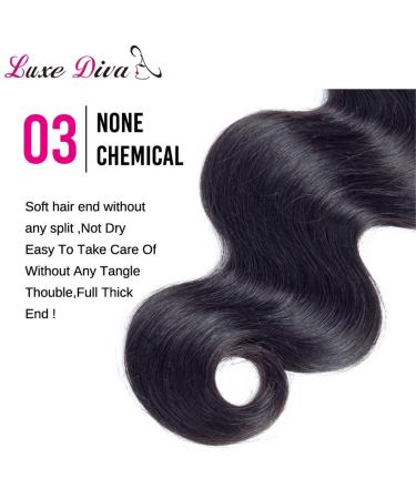 LUXEDIVA Brazilian Virgin Body Wave Hair 4 Bundles 400g/14.1oz - Natural Black 18/20/22/24 Inch Bundle Deals | 100% Unprocessed Human Hair Extensions - Buy Online on GoSupps.com