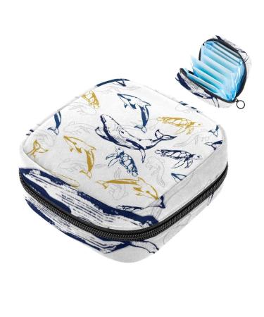 Women's napkin storage bag marine life whales turtle patterns menstrual cup portable women's bandages storage bags female menstruation first period bag