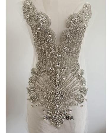 Handmade Rhinestone Applique - Silver 2 Crystal Patch for Dresses - Sew-On Beads Accessory - Buy Online on GoSupps.com