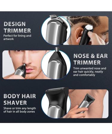 Professional Hair Clippers for Men - 5 in 1 Adjustable Beard Trimmer & Groomer | Rechargeable Electric Shaver for Facial Nose Ear & Eyebrow - Buy Online on GoSupps.com