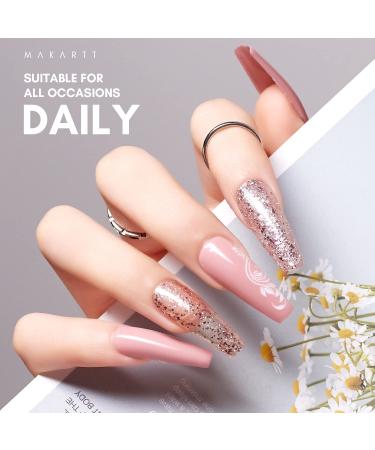 Makartt Gel Nail Polish Kit - 6 Colors Nude & Glitter Set with Nail Stickers - Soak Off DIY Manicure Kit - Holiday Gift - 10 Piece Set - Buy Online on GoSupps.com