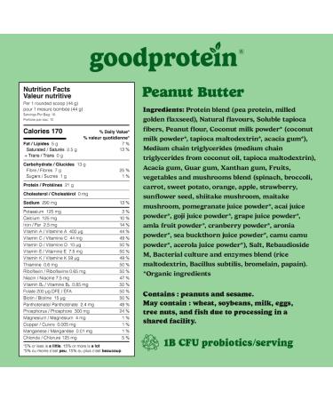 Good Protein Vegan Plant-based Protein Powder 100% Natural Non-GMO Dairy-free Gluten-free Soy-free No Added Sugar and Nothing Artificial. Peanut Butter All-in-One Shake 880 grams Peanut Butter 880 g - Buy Online on GoSupps.com