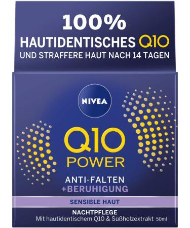 NIVEA Q10 Power Moisturising Night Cream Anti-Wrinkle & Reduced Sensitivity for Younger Looking Skin 2 x 50ml - Buy Online on GoSupps.com
