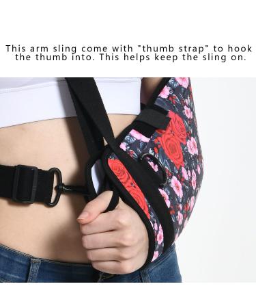 Soft Foam Arm Sling with Waist Belt for Women- Shoulder Immobilizer with Strong Support- Breathable Brace for Shoulder Injury - Red Rose - Buy Online on GoSupps.com