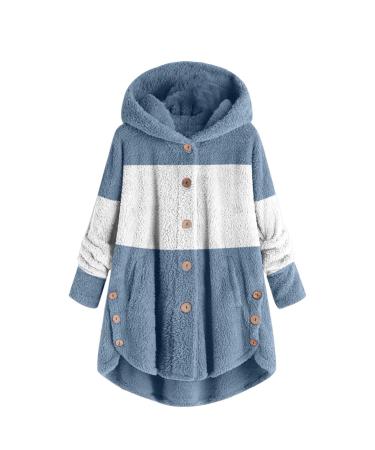 Hanxiulin coat plush jacket hoodie jacket oversize winter coat ladies hoodie hooded sweater down jacket lined light outdoor casual fashion plush jacket fluff jacket S blue