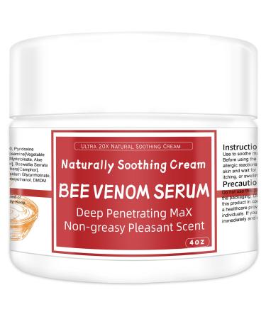 Bee Venom Muscle & Joint Cream 10X Ultra Strength Care Ointment Natural Organic Formula for Shoulder Back Neck Hands Knuckles Elbows Feet Leg Knees Ankle Adults Seniors 4 Fl Oz (Pack of 1)