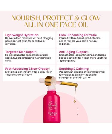 GLOWISSIMA Miracle Elixir Face Oil for Women Lightweight Nourishing Radiance Oil for Glowing Skin Dark Spots & Smooth Texture Hydrating Facial Oil Fast-Absorbing Non-Greasy 1 oz - Buy Online on GoSupps.com