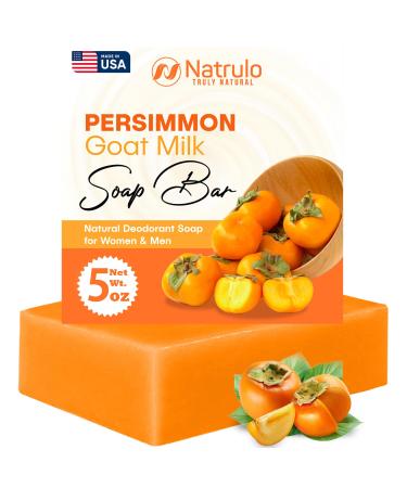 Persimmon Soap Bar for Body Odor Control Purifying Deodorizing Body Wash with Goat Milk for Eliminating Nonenal Body Odor Great for Skin Brightening Natural Deodorant Soap for Men & Women