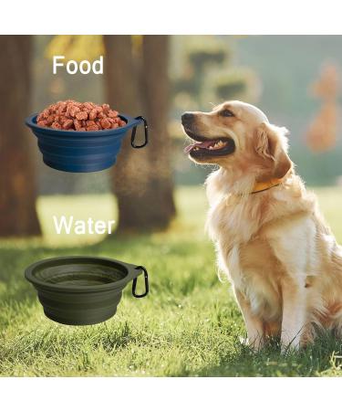 Petbonus Foldable Dog Bowls - 2 Pack Silicone Leak-Proof Travel Bowls for Dogs (1000ml Army Green & Marine Blue) - Buy Online on GoSupps.com