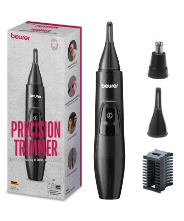 Beurer MN2X precision trimmer for trimming and shaping eyes nasal and ear hair 3 high-quality stainless steel attachments waterproof battery operations