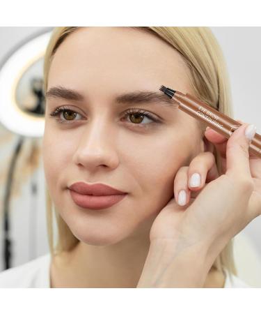 Liquid Eyebrow Pencil Brow Pencil with Fork Tip 4 Point Waterproof Eyebrow Pencil No Smudge Liquid Brow Quick Dry EyeLiner for Long Lasting Light Brown - Buy Online on GoSupps.com