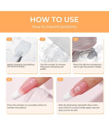 Modelones Nail Art Stamper Kit 7Pcs - Premium Double Nail Stamp Stencils & Gel for DIY French Manicure - Buy Online on GoSupps.com