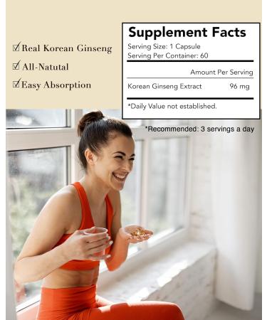 ILHWA Korean Ginseng Capsules (60 Capsules 20 Servings) - 100% Authentic Korean Panax Ginseng Root Extract Aged 6 Years 60 Count (Pack of 1) - Buy Online on GoSupps.com