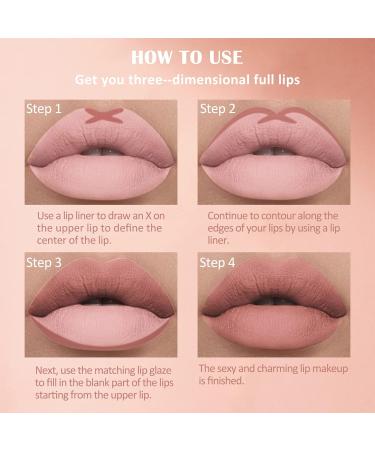 Prreal 2Pcs Lip Liner and Lipstick Set - Nude Velvety Matte Liquid Lipstick + Matching Lip Liner | Waterproof Long Lasting Makeup Kit | Gift Set for Her - Buy Online on GoSupps.com