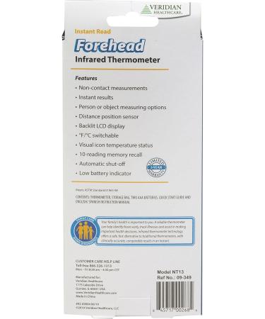 Buy Veridian 09-349 Non-contact Infrared Digital Thermometer | Fast 1-Second Readout Backlit Display Memory Recall - Ships Internationally - Buy Online on GoSupps.com