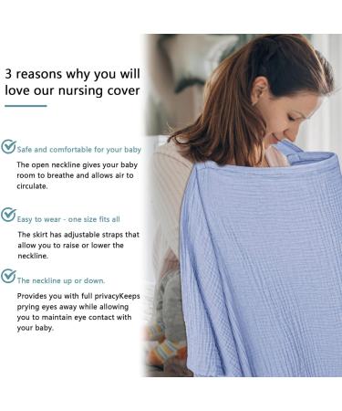 Nursing Cover - Soft Muslin Cotton for Breastfeeding & Multi-Use - Baby Blue - Buy Online on GoSupps.com