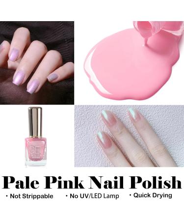 Pink Nail Varnish Pearl Pink Long-lasting Quick Dry Nail Polish Low Odor Without UV Lamp Non-Toxic Formula Breathable For Woman Home DIY Nail Art Gift 15ml 002 - Buy Online on GoSupps.com