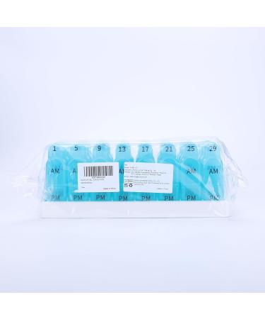 Monthly Pill Box Organizer 2 Times a Day AM PM Medicine Holder with 32 Compartments - Easy Open Design for Kids, Elderly, and Arthritic Hands - Cyan - Buy Online on GoSupps.com