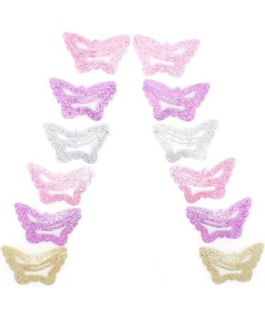 Topkids Accessories Baby Girls Hair Clips Glitter Small Mini Snap Hair Clip Bendies Sleepies Little Girls Babies Tiny Clips 3cm / 1.2" (12pc Butterfly) - Buy Online on GoSupps.com