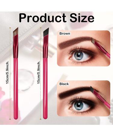 2 Pcs Multi-Function Eyebrow Brush Set - Angled, Concealer, Contour, Eyeliner - Ultra Thin Brow Brushes in Brown & Black - Buy Online on GoSupps.com
