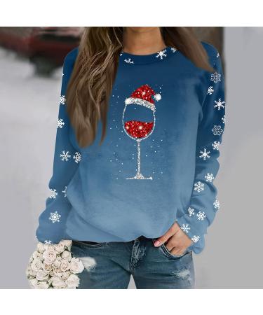 Women s Christmas Sweater Top | Festive Ugly Santa Claus Pullover | Long Sleeve Blouson | M 4-Blue | International Shipping - Buy Online on GoSupps.com