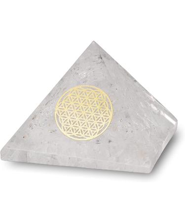 Clear Quartz Crystal Orgonite Pyramid - Energy Cleansing & Good Luck Decor 2 Handmade Natural Stone Sculpture - Buy Online on GoSupps.com