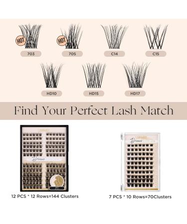 Lashview 144 PCS Cluster Lashes - DIY Mega Volume Eyelash Extensions Reusable Individual Lashes with Super Thin Band & Soft Finish (D17 C-10-16Mix) - Buy Online on GoSupps.com